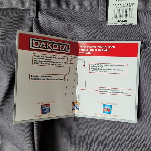 NEW DAKOTA FLAT FRONT FULL CUT TWILL WORK PANTS GRAY MEN'S SIZE  42 X 30 - Picture 11 of 15